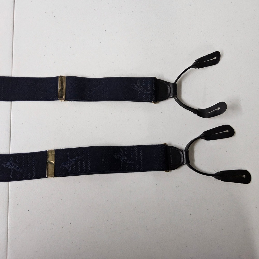 Vintage Germany Suspenders Leather Ends‎ Button Fly Braces Menswear